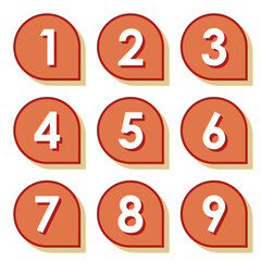 イラスト素材：数字アイコン１～９セット