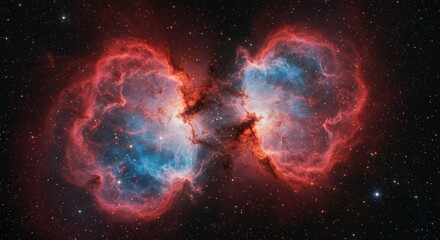 Cosmic Nebula Breathtaking Double Lobe Structure in Deep Space