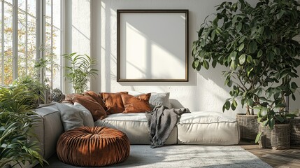 Modern Bohemian Living Room Mockup