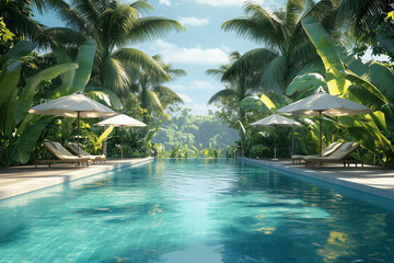 swimming pool with palm trees