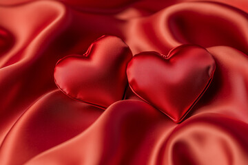 red heart on red silk