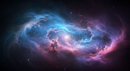 Obraz premium Stunning Nebula Cosmic Cloudscape Starry Night Sky Galactic Dust and Gas