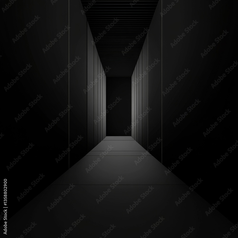 Poster abstract black corridor: a study in perspective, shadow, and minimalist architecture design