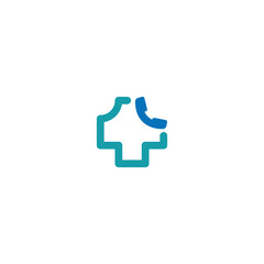 Obraz premium Hospital Care Logo, Healthy Logo, Plus with Phone Logo