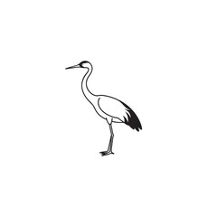 Obraz premium A minimalistic depiction of a crane, its long neck gracefully arched and legs extended, showcasing an elegant and simple illustration. 