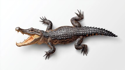 Fototapeta premium Young Alligator Reptile Wildlife Animal Close Up Isolated on White Background