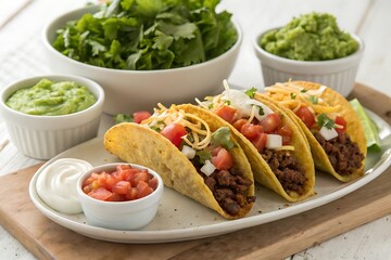 Crispy Tacos with Ground Beef, Guacamole, and Salsa &ndash; Fresh and Flavorful Mexican Dish