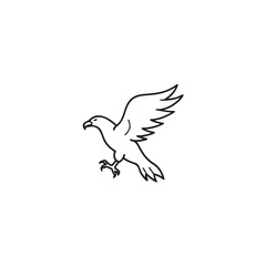 An eagle depicted in a minimalist line art, showcasing its elegant form as it gracefully glides through the open sky.