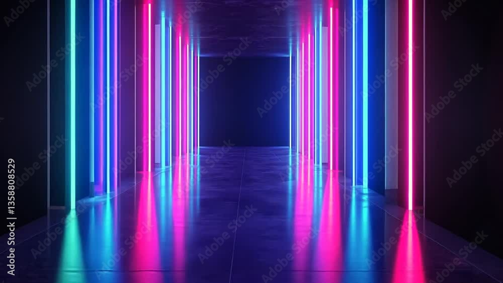 Poster abstract futuristic neon background with glowing lines and depth generative ai