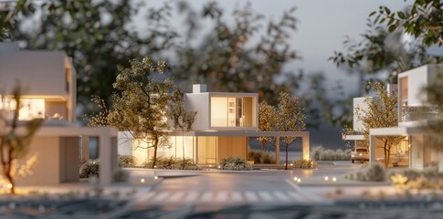 Fototapeta premium small country house model with trees