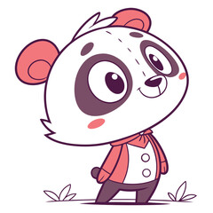 Obraz premium Cute Cartoon Panda Wearing a Red Sweater, Ai generated