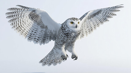Snowy owl in flight