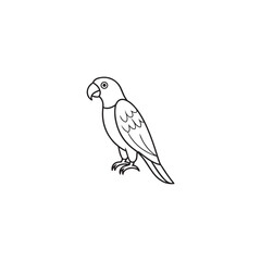 This monochromatic illustration of a parrot, presented with crisp lines and details