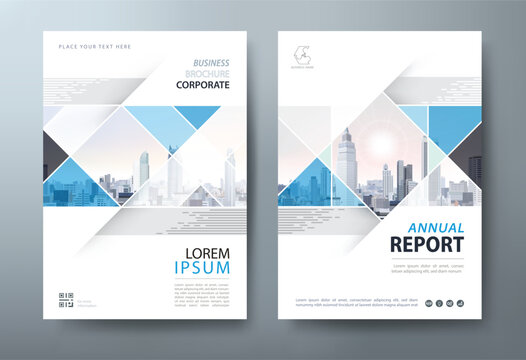 Blue Annual report brochure flyer design template vector, Leaflet, presentation book cover templates, layout in A4 size - Powered by Adobe