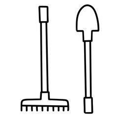 set of black silhouettes of tools