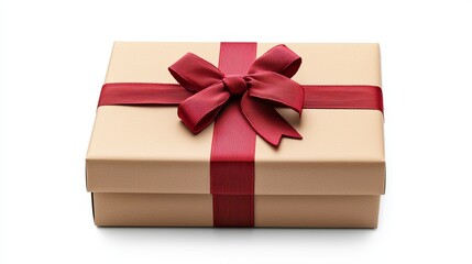 Fototapeta premium Elegant Gift Box with Red Ribbon Bow Perfect for Holiday or Special Occasion