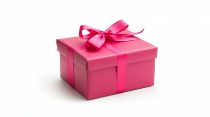 Obraz premium Pink Gift Box with Ribbon Bow Isolated on White Background Perfect for Holidays