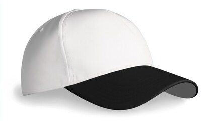 Fototapeta premium Stylish White Cap with Black Brim for Everyday Wear and Sports
