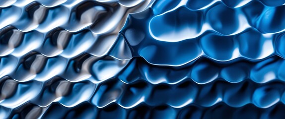 Fototapeta premium blue theme polished metal surface macro zoom close up design texture background