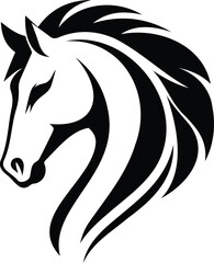 Fototapeta premium A Beautiful Horse Head Icon Vector Illustration on White Background.