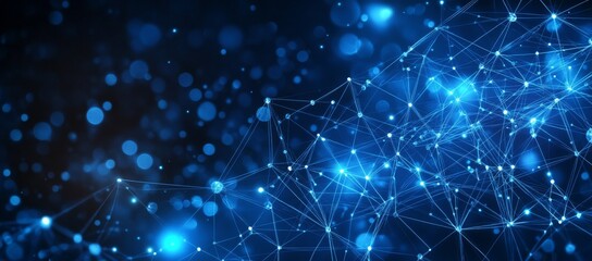 A blue background with a lot of dots and lines