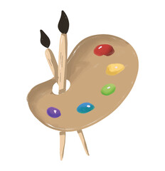 Palette with Paint and Brushes