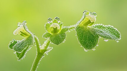 Dew-Kissed Green Flowers Macro Photography of Nature's Beauty