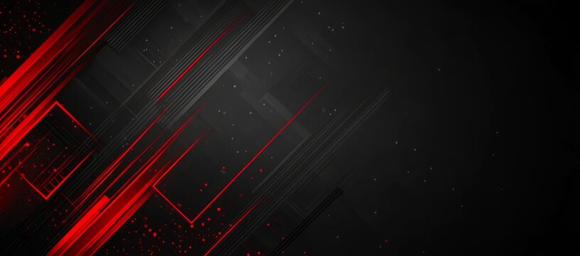 A black and red background with red lines and dots