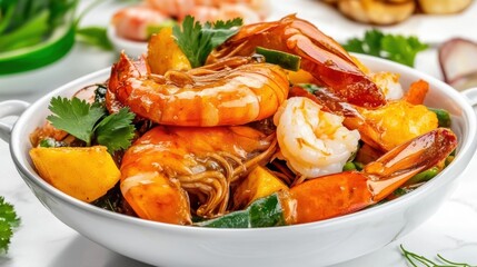Delicious Seafood Stir Fry with Shrimp and Colorful Vegetables