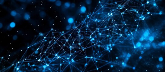 Obraz premium A blue and white image of a network of lines and dots