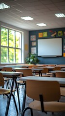 Fototapeta premium Modern Classroom with Project Board