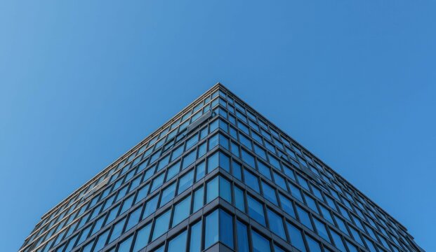 Modern building against clear sky, low angle shot, architectural detail, - Powered by Adobe