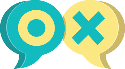 Obraz premium O와 X가 표시된 둥근 말풍선의 일러스트