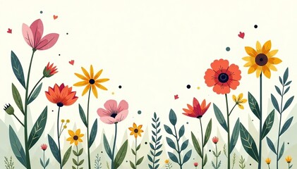 Obraz premium Vector illustration of simple doodle flowers and plants in a botanical style, isolated, design