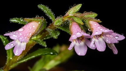 Delicate Pink Flowers with Water Droplets - Close-Up Macro Photography