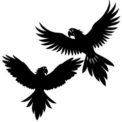 Fototapeta premium Flying Eagle Vector Illustration with Wings in Black Silhouette