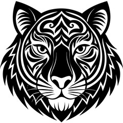 Tiger Head Silhouette Vector Illustration for Tattoo Design