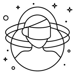 Metameres and virtual reality experience line art vector illustration