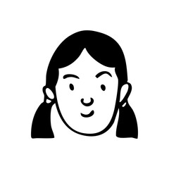 cute girl head cartoon illustration