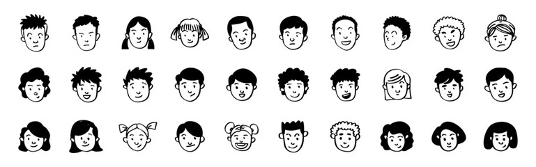 set of cute head character illustration