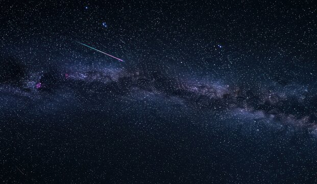Night sky with Milky Way, stars and shooting star, Cosmos and galaxies,