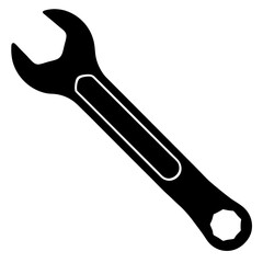 Isolated wrench vector illustration on white background showing a silver adjustable spanner tool for repair and construction work