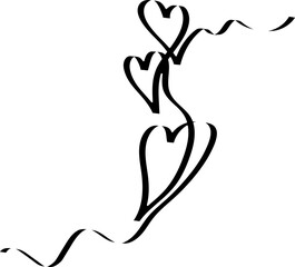 Heart shape ribbons shadow, love, romantic, valentine