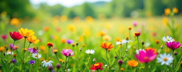 Vibrant assortment of wild summer flowers in a Massachusetts field,  variety,  scenery