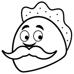 Talking taco with a big mustache line art vector illustration