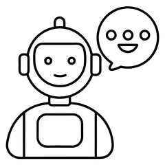  Virtual assistant ai chatbot conversation line art vector illustration
