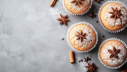 Spiced muffins topped with star anise