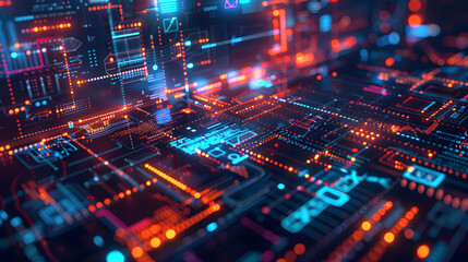Fototapeta premium Intricate Visualization of XB Programming: Interplay of Algorithms, Binary Codes, and Logic Flow
