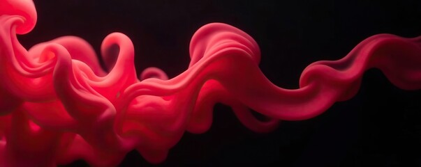 Fototapeta premium Vibrant red smoke billowing against a dark black background, abstract, atmospheric