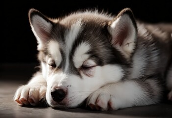 Obraz premium Sleeping Siberian Husky Puppy